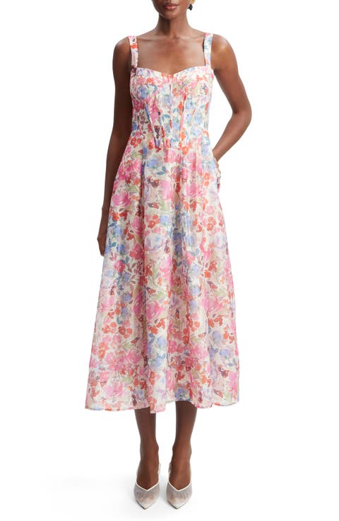 Lilah Floral Corset Midi Dress