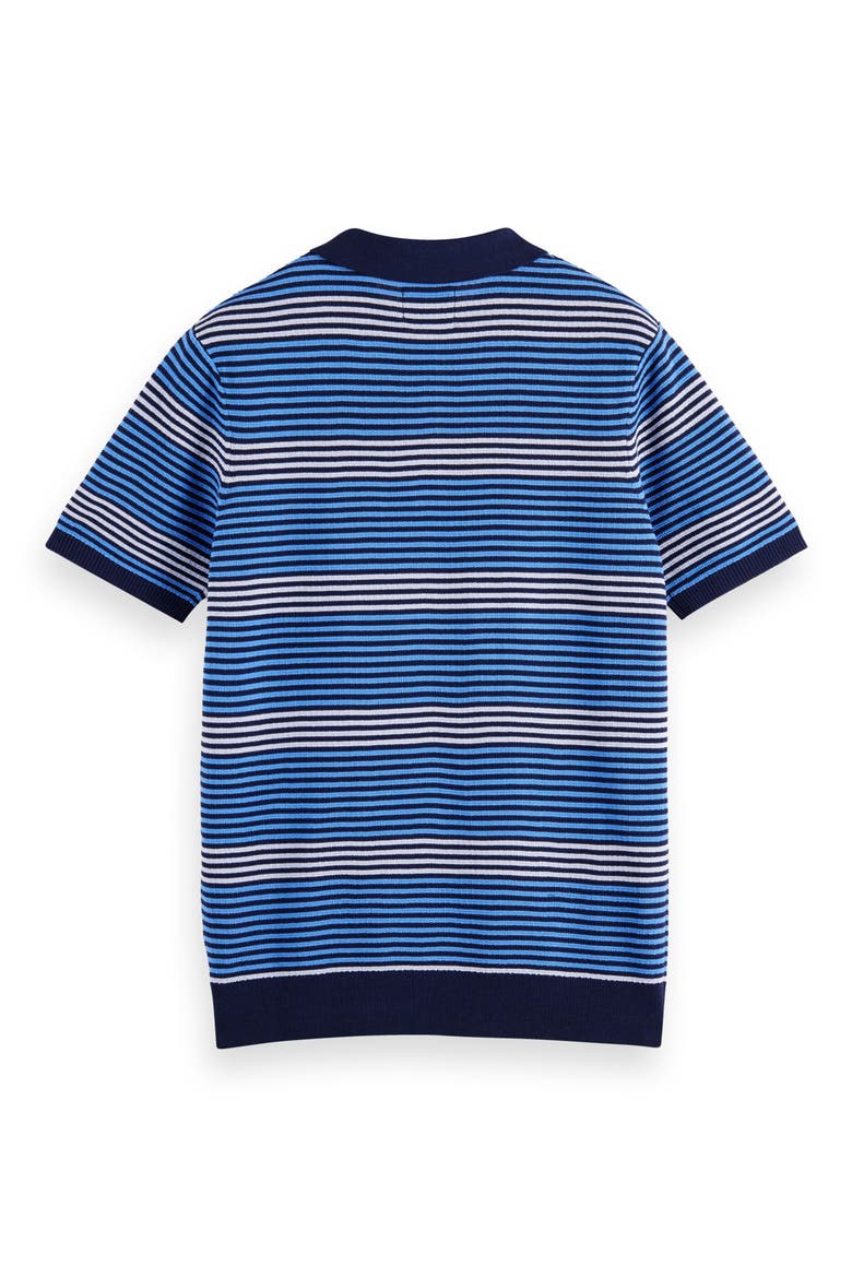 Structured Stripe Cotton Knit Polo, Alternate, color, BLUE MULTI STRIPE