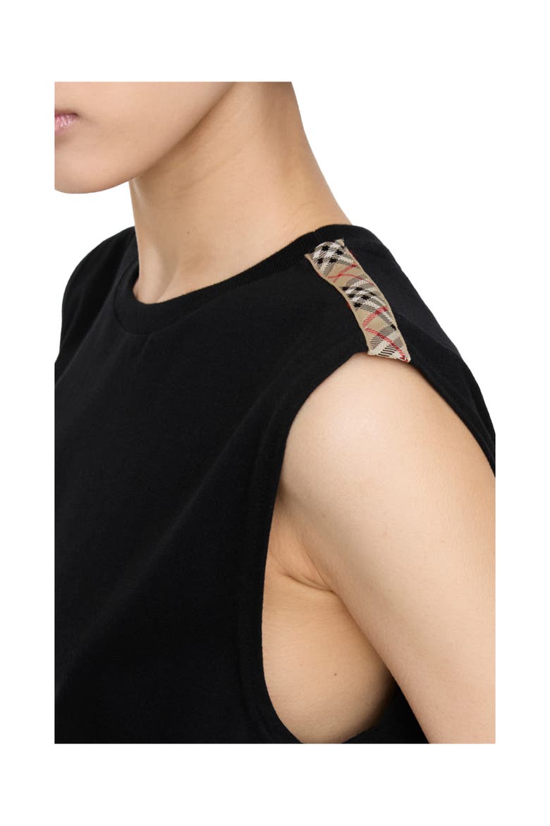 Check Trim Cotton Jersey Dress, Alternate, color, Black