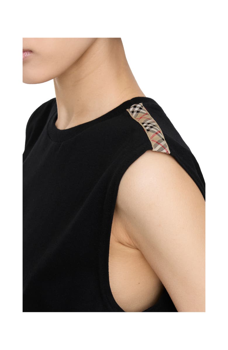 Burberry Check Trim Cotton Jersey Dress, Alternate, color, Black