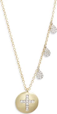 Meira T Diamond Cross Disc Pendant & Charms Necklace
