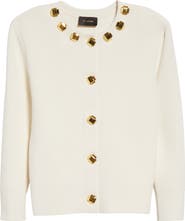 ST. JOHN Studded Piqué Cardigan