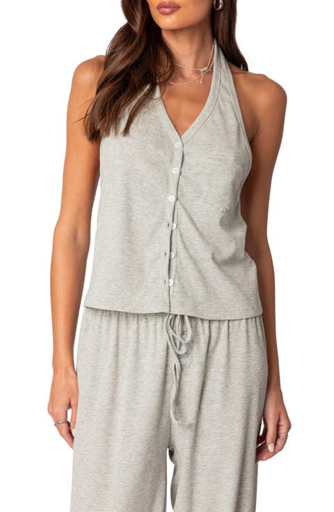 Rosanna Halter Neck Rib Pajama Top