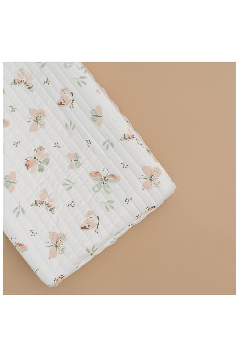 Quilted Changing Pad Cover, Alternate, color, BEIGE BUTTERFLY