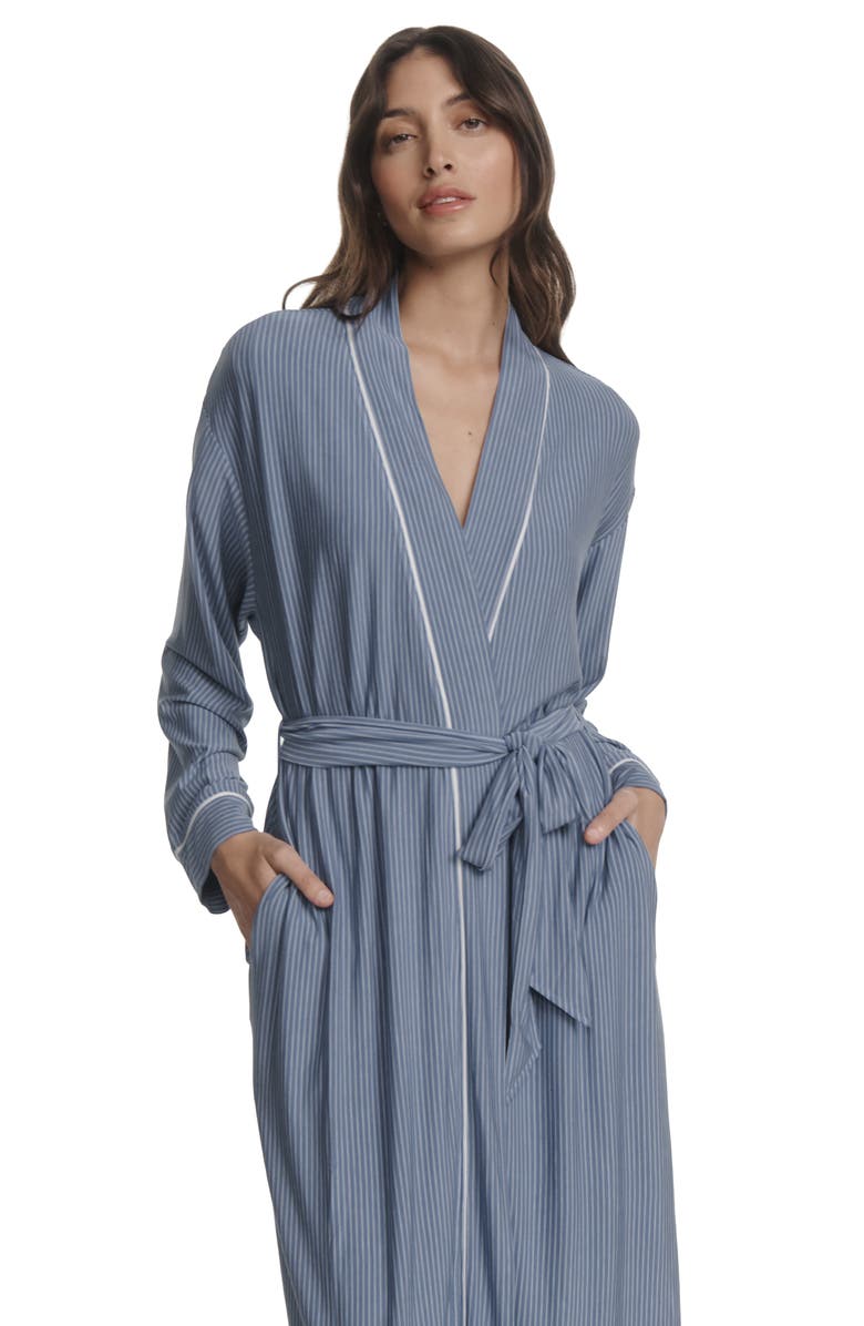 Eberjey Gisele Stripe Longline Robe, Alternate, color, 