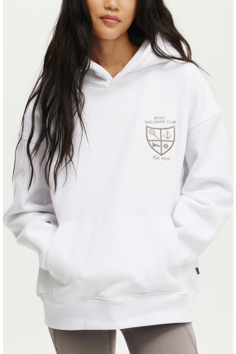 Women's Active Plush Premium Graphic Hoodie, Main, color, White Heritage Wellness Club