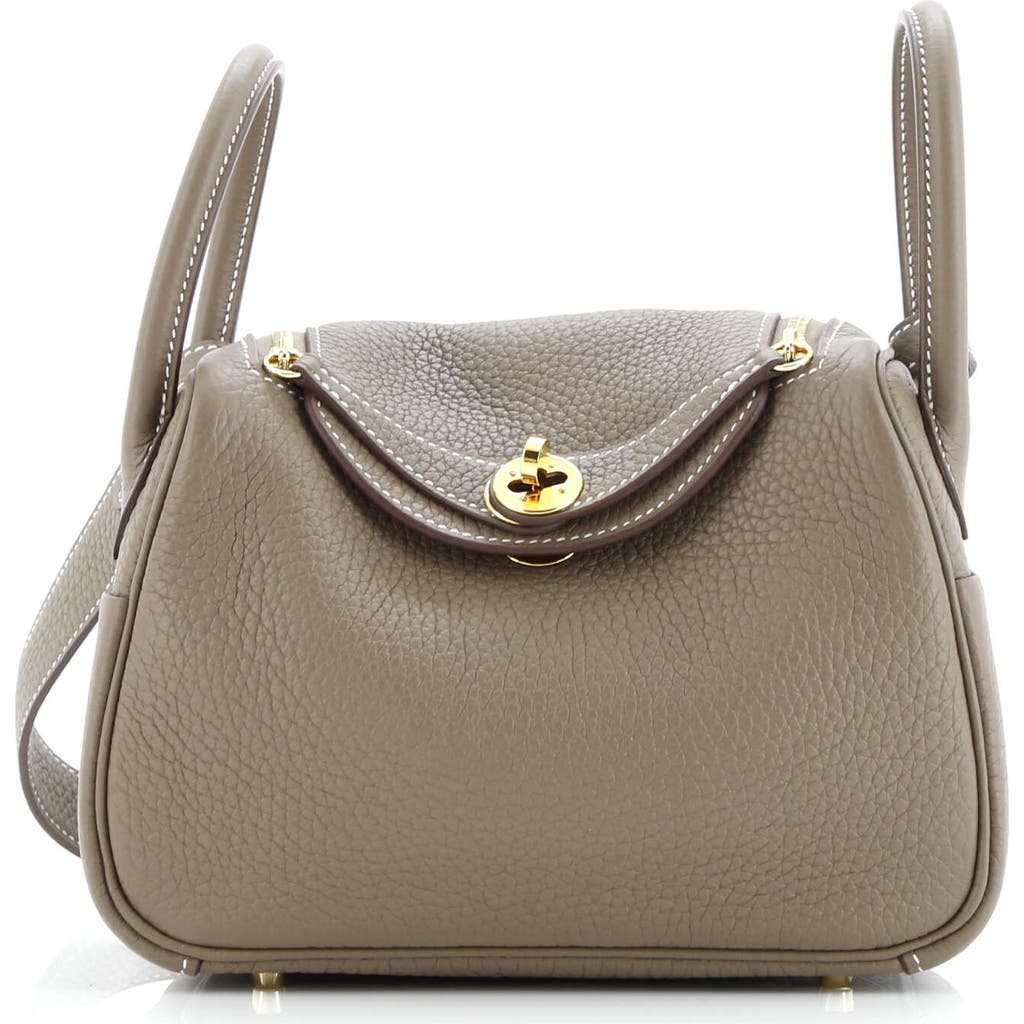 Pre-owned Hermes Hermes Lindy Bag Clemence Mini In Brown
