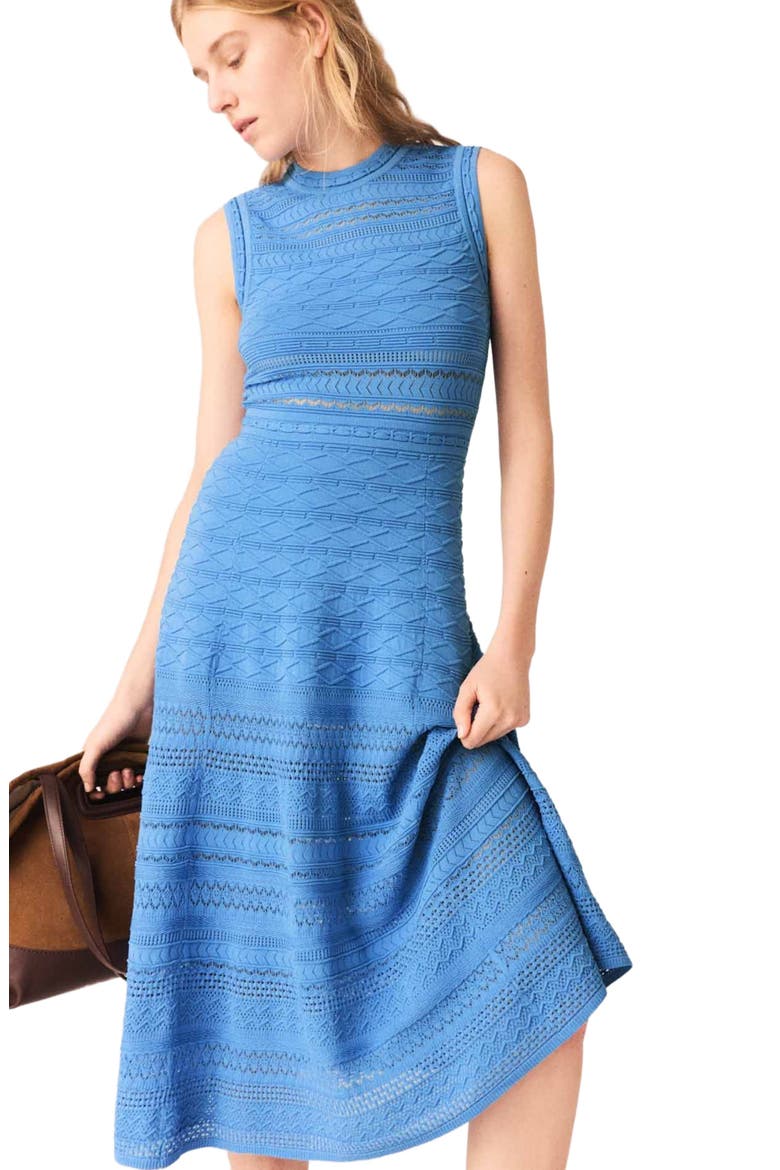 Pointelle knit maxi dress, Alternate, color, Blue