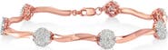 Haus of Brilliance . 10k Rose Gold Over Silver 1.0 cttw Diamond Floral Link Bracelet