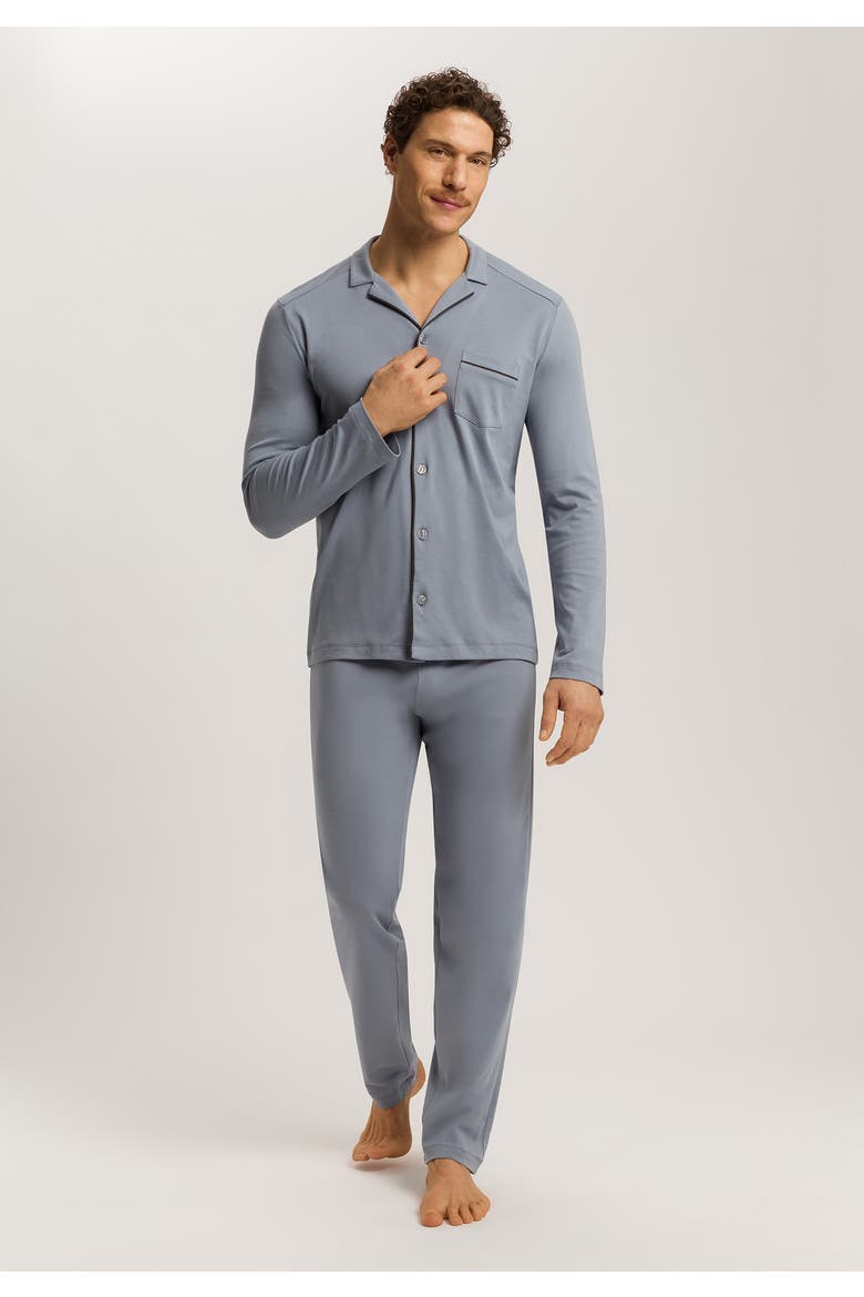 Night And Day Button Front Cotton Pajama Set, Alternate, color, Cliff Grey