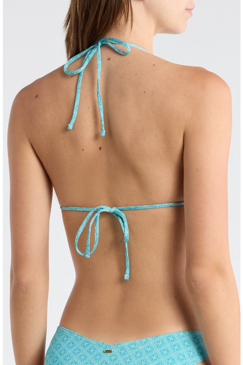 Moon Geo Metallic Triangle Bikini Top, Alternate, color, BLUE