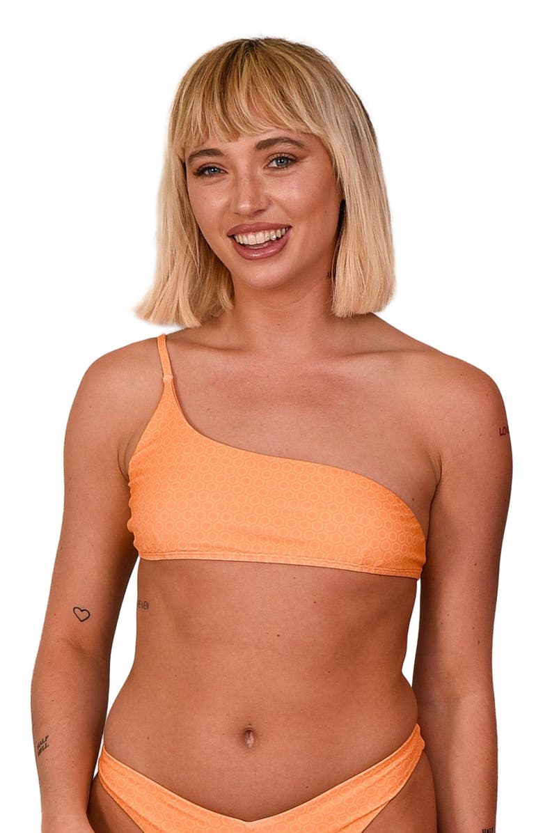 OOSC Tangerine Squeeze Cold Shoulder Bikini Top, Alternate, color, Orange