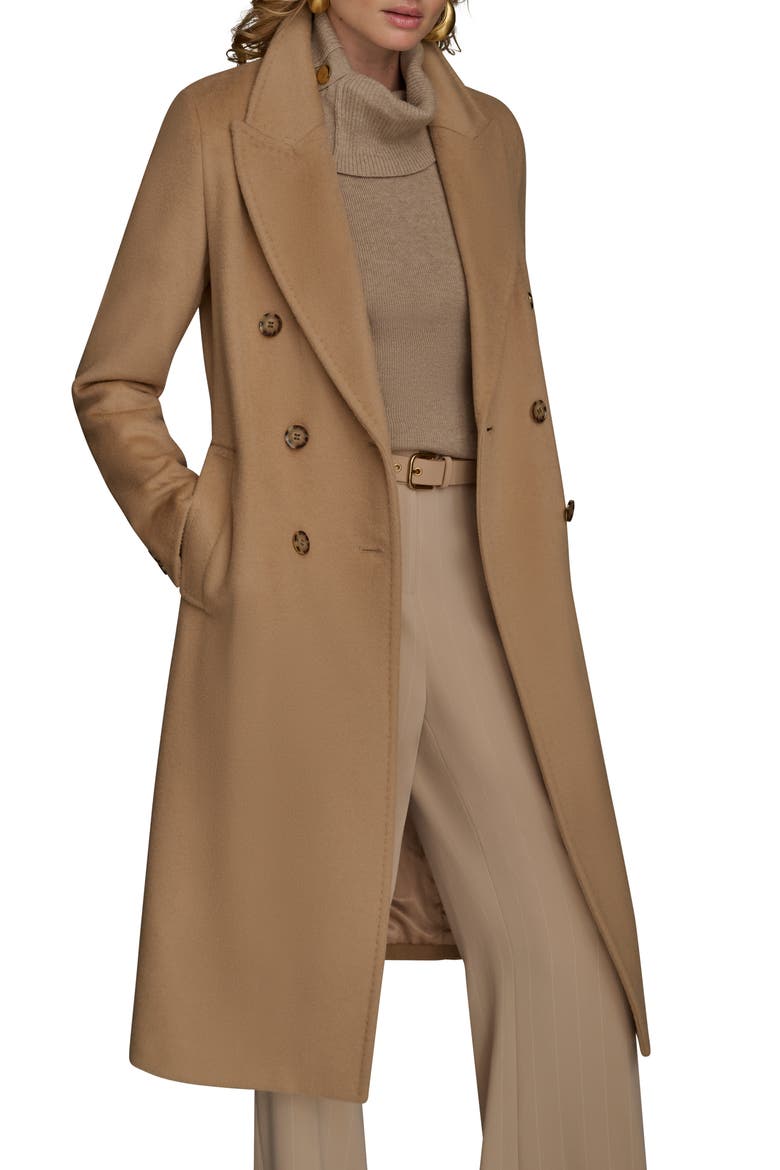 Tailored Double Breasted Wool Blend Coat, Alternate, color, CAMEL