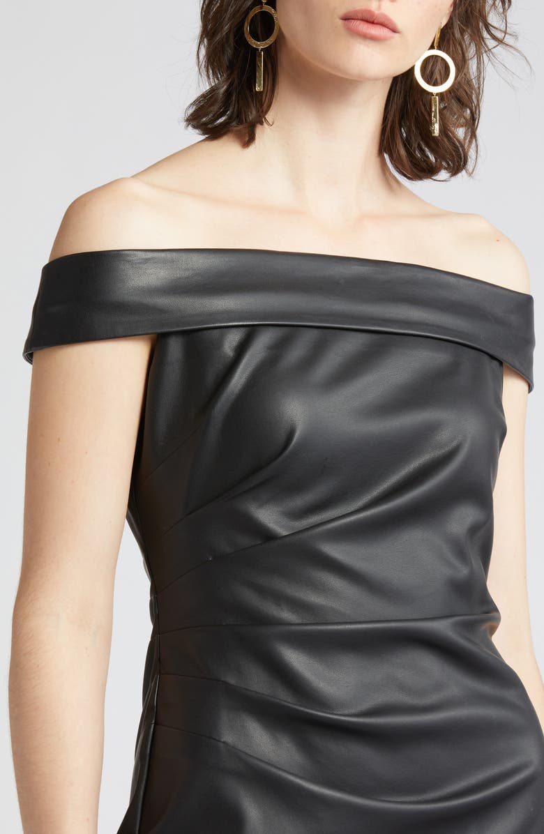 Milly Ally Off the Shoulder Faux Leather Sheath Dress, Alternate, color, 