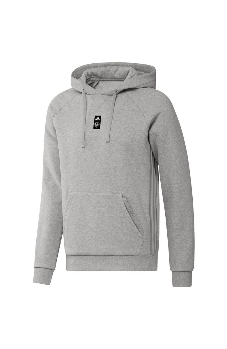 adidas Men's adidas Heathered Gray Sporting Kansas City Travel Raglan Pullover Hoodie, Alternate, color, 
