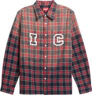 ICECREAM Grapefruit Plaid Cotton Graphic Button-Up Shirt
