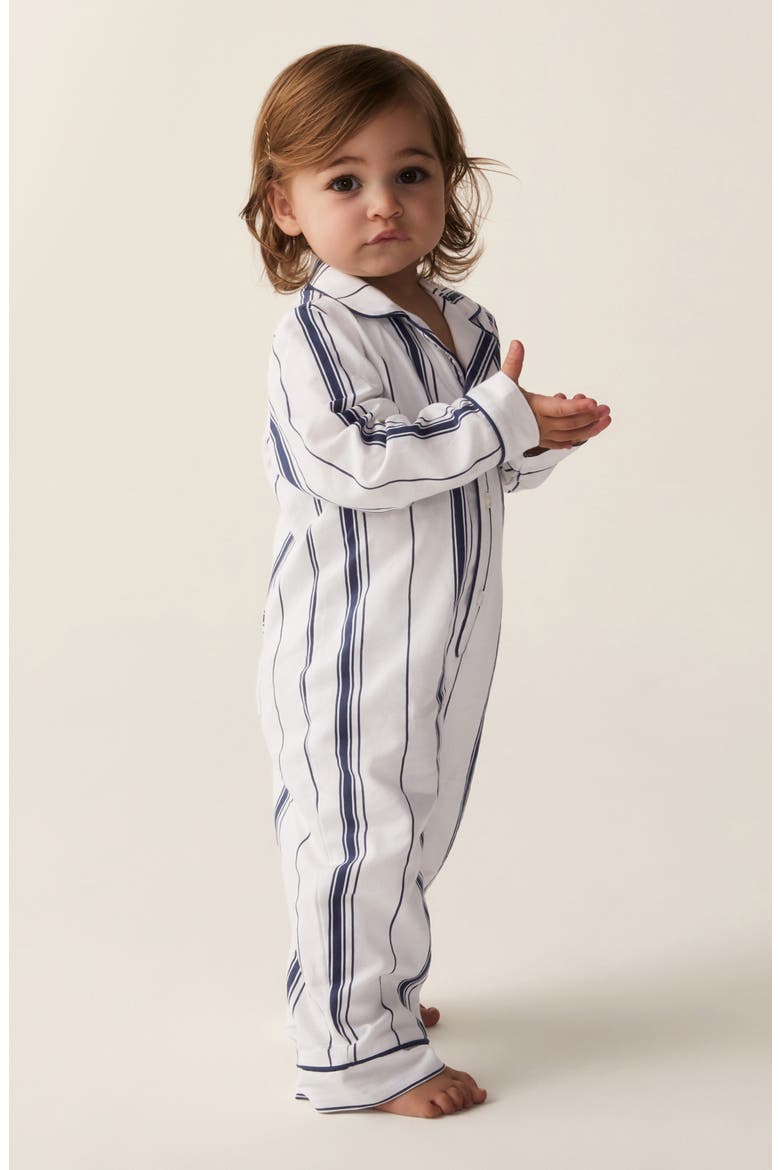 Kids' Stripe One-Piece Pajama Romper, Alternate, color, NAVY