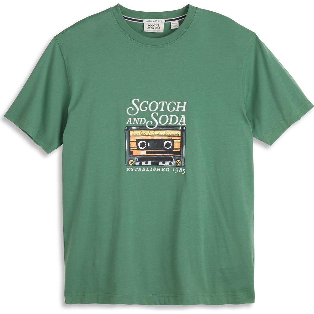 Scotch & Soda Logo Graphic T-shirt In Green