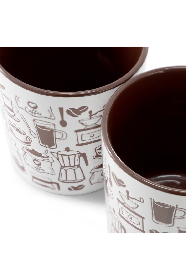 Vintage Brew 4 Piece 18 Ounce Coffee Maker Stoneware Mug Set, Alternate, color, Brown
