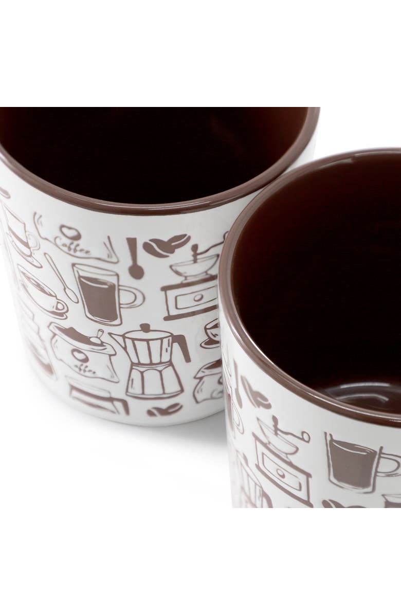 Mr. Coffee Vintage Brew 4 Piece 18 Ounce Coffee Maker Stoneware Mug Set, Alternate, color, Brown