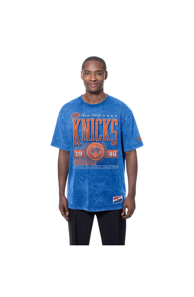 New Era Men's New Era Blue New York Knicks Oversized Throwback Collection Mineral Wash T-Shirt, Alternate, color, Blue