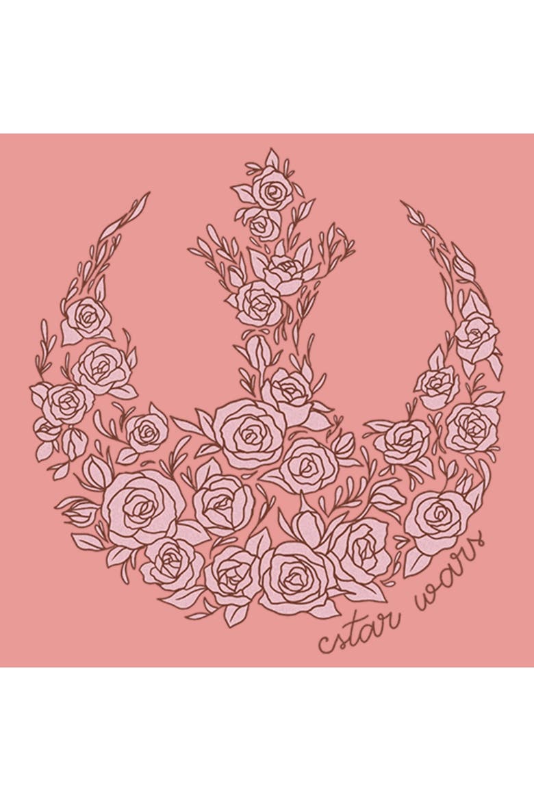 Junior's Star Wars A New Hope Rebel Alliance Pink Roses  Sweatshirt, Alternate, color, Desert Pink
