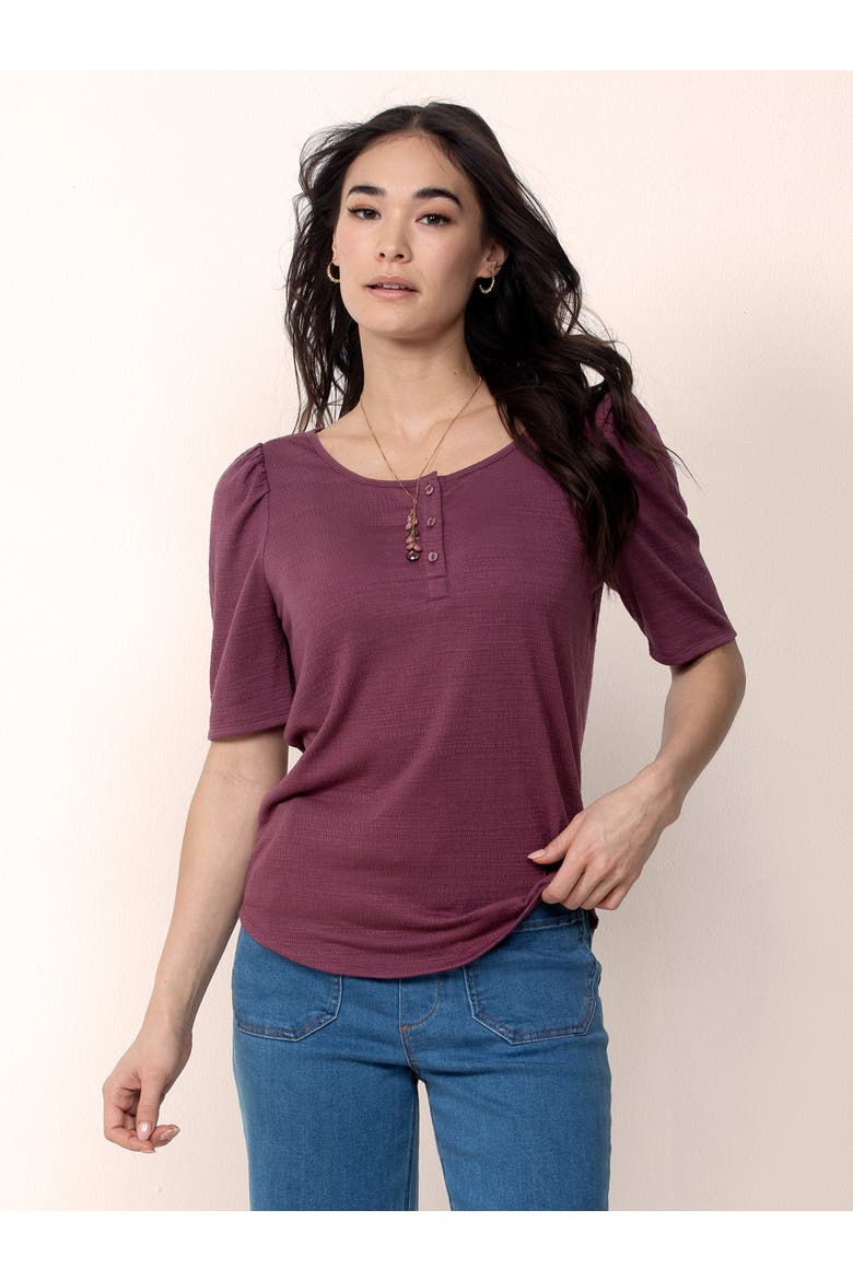 Ultra Soft Scoop Neck Henley, Main, color, Plum