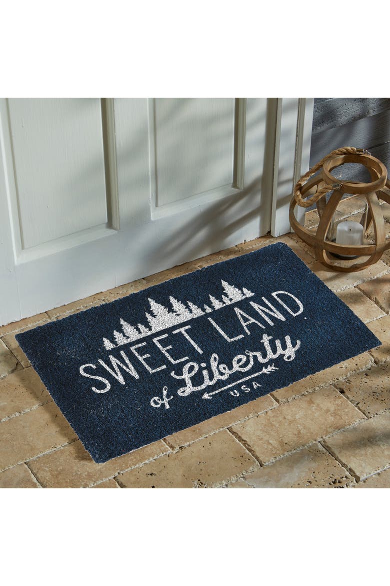 Sweet Land Of Liberty Patriotic Coir Door Mat 4th of July, Alternate, color, Blue