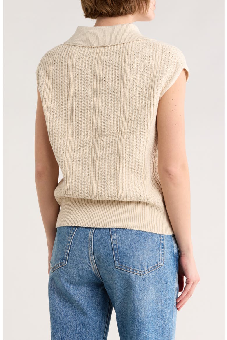 Sleeveless Cotton Polo Sweater, Alternate, color, NATURAL