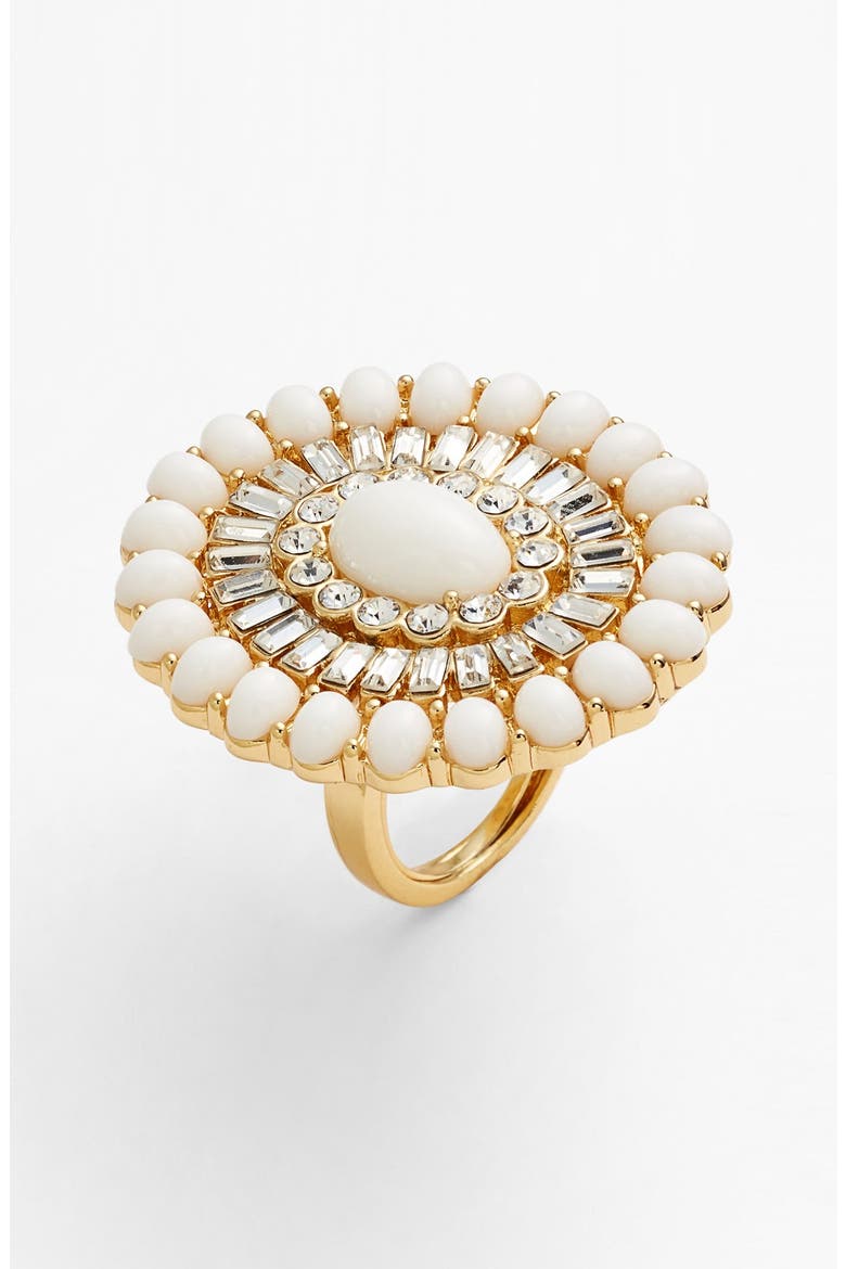 'capri garden' oval stone cocktail ring, Main, color, WHITE/ CLEAR/ GOLD