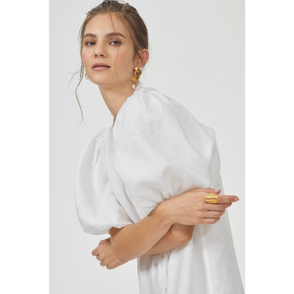 LANHTROPY Bubble Linen Dress in White  product
