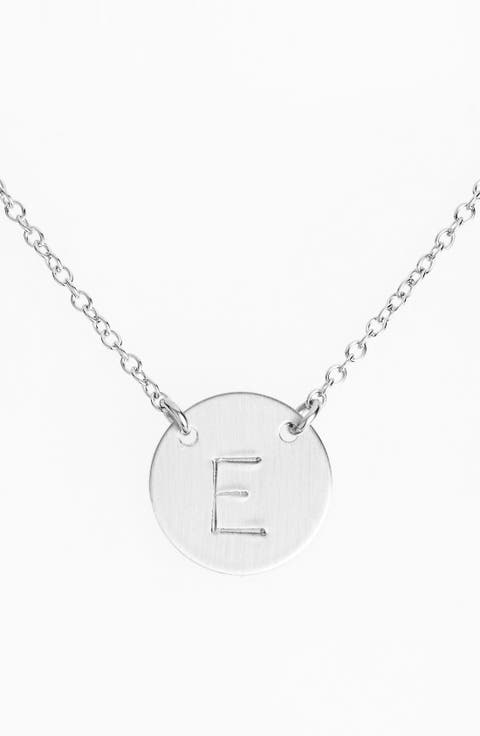 Sterling Silver Initial Disc Necklace