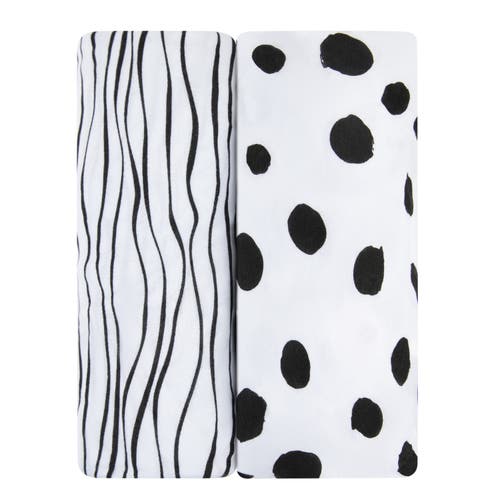 Ely's & Co. Baby Fitted Bassinet Sheet 2 Pack in Black & White Abstract  product