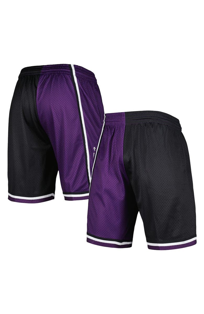 Mitchell & Ness Men's Mitchell & Ness Black/Purple Sacramento Kings Hardwood Classics 2000 Split Swingman Shorts, Main, color, Black
