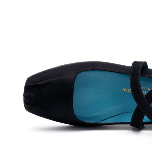 Valentina Rangoni Birba Ankle Strap Ballerina In Black Satin