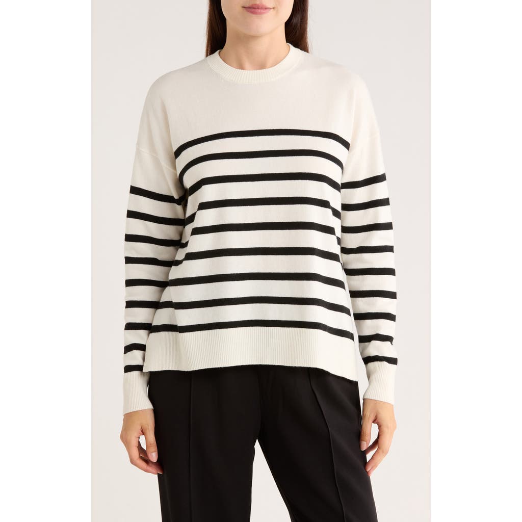 Nordstrom Rack Stripe Crewneck Sweater In White
