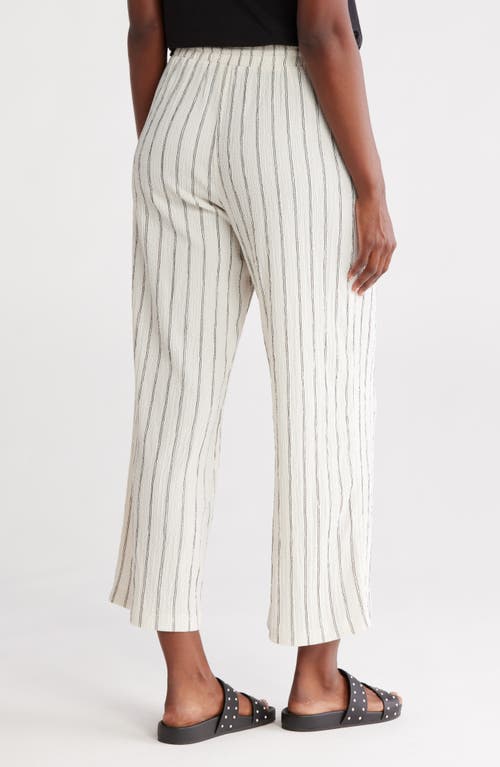 Caslon ® Stripe Textured Crop Wide Leg Pants In White