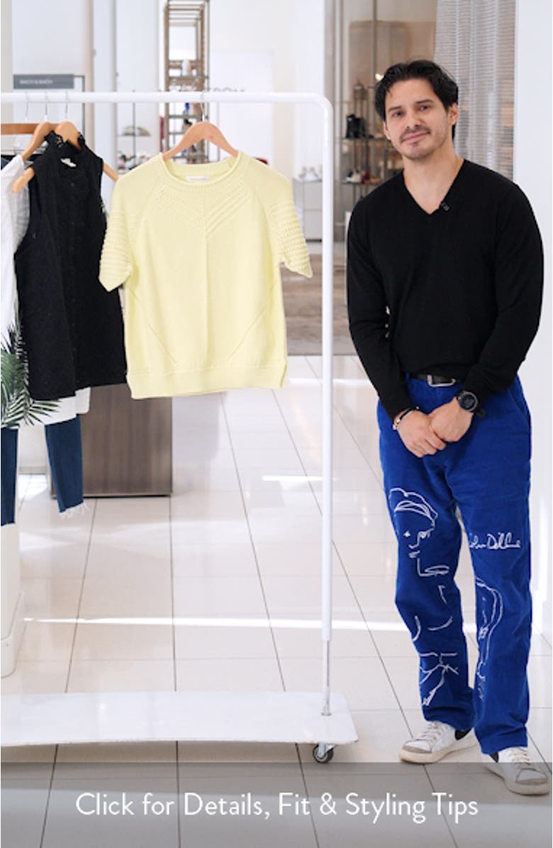 Pointelle Short Sleeve Cotton Sweater, sales video thumbnail