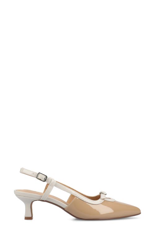 Shop Journee Collection Padma Slingback Kitten Heel Pump In Beige Patent