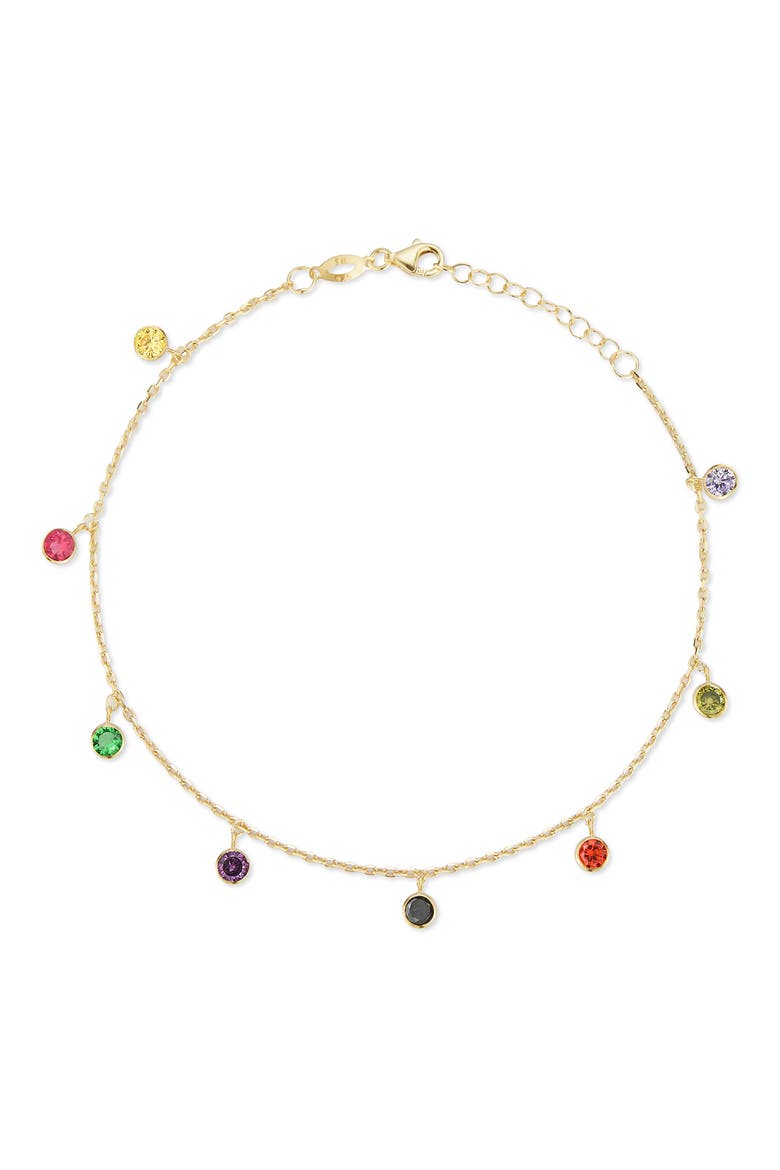 Cubic Zirconia Charm Anklet, Main, color, GOLD