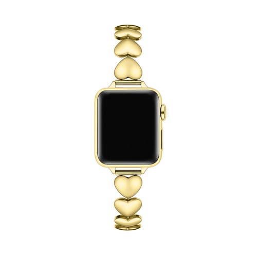 Posh Tech Lover Stainless Steel Heart Band For Apple Watch In Gold