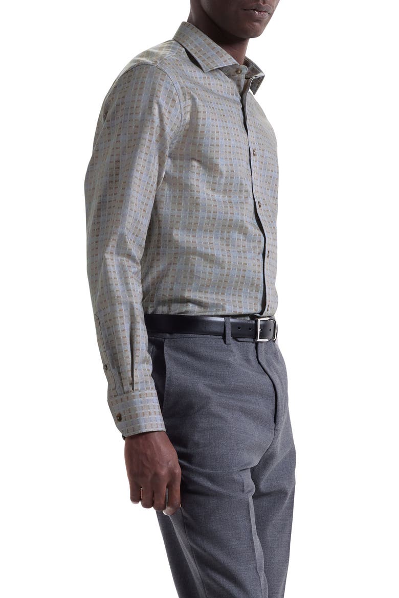 Axel Trim Fit Geo Print Cotton Button-Up Shirt, Alternate, color, TAUPE