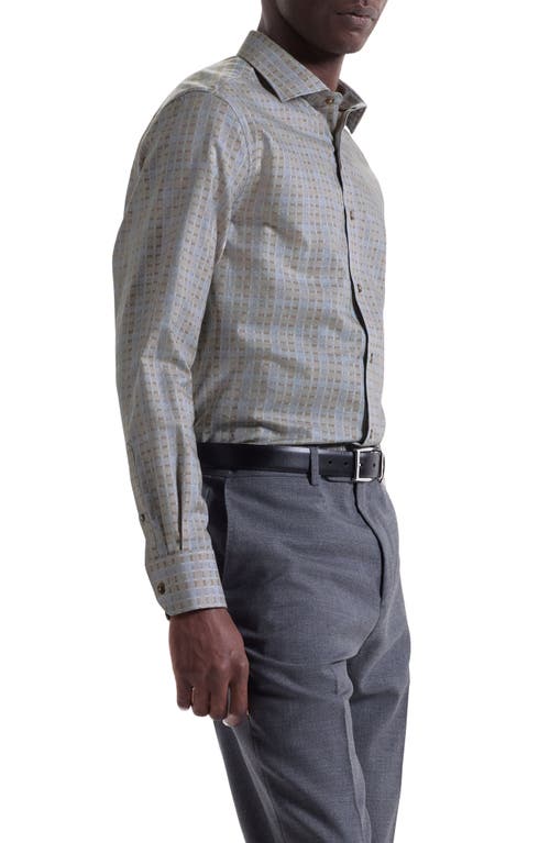 Bugatchi Axel Trim Fit Geo Print Cotton Button-up Shirt In Gray