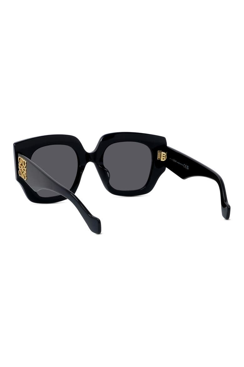 Anagram 50mm Small Geometric Sunglasses, Alternate, color, SHINY BLACK / SMOKE