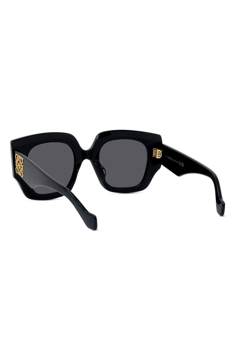 Loewe Anagram 50mm Small Geometric Sunglasses, Alternate, color, Shiny Black / Smoke