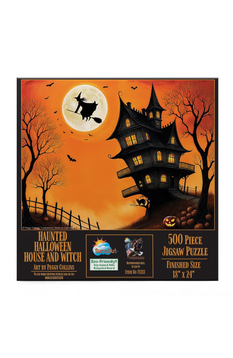 Sunsout Haunted Halloween House and Witch 500 piece Jigsaw Puzzle for Adults, Alternate, color, Multicolor