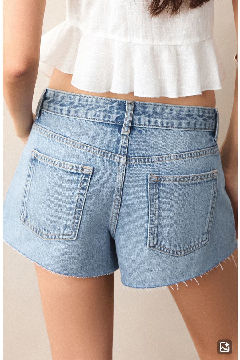 Studded Denim Cutoff Shorts, Alternate, color, MEDIUM BLUE