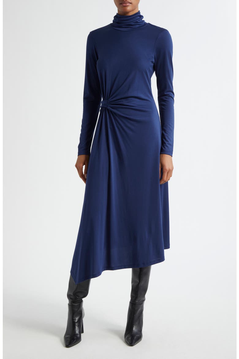 Casey Draped Jersey Midi Dress, Alternate, color, BLUE