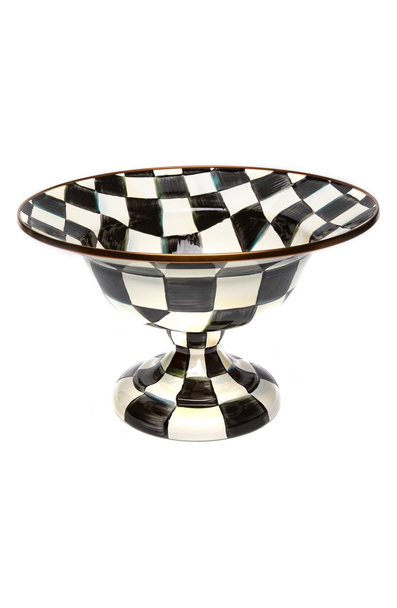 MACKENZIE CHILDS Courtly Check Enamel Compote, Main, color, Black/ White