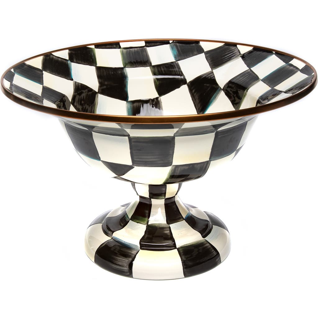Mackenzie-childs Mackenzie Childs Courtly Check Enamel Compote In Black